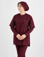 اسکراب پزشکی الیت رنگ زرشکی پارچه تترون