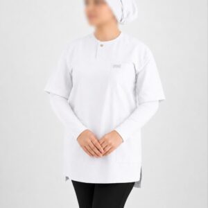 تیشرت اسکراب پزشکی مدل الیت زنانه رنگ سفید پارچه تترون