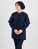 ست اسکراب پزشکی زنانه مدل الیت با طراحی ارگونومیک و رنگ سرمهای