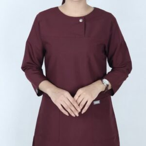 اسکراب پزشکی زنانه مدل الیت رنگ زرشکی (بدون شلوار) - نمای کلی محصول