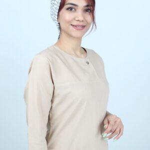 اسکراب پزشکی زنانه مدل الیت رنگ کرم - نمای کامل