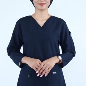 بالاتنه اسکراب پزشکی زنانه سرمه‌ای مدل الگانت - جنس تترون