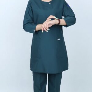 اسکراب پزشکی زنانه مدل الیت رنگ سبز تیره - نمای کامل