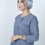 اسکراب پزشکی زنانه مدل الیت رنگ طوسی - نمای کامل