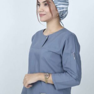 اسکراب پزشکی زنانه مدل الیت رنگ طوسی - نمای کامل