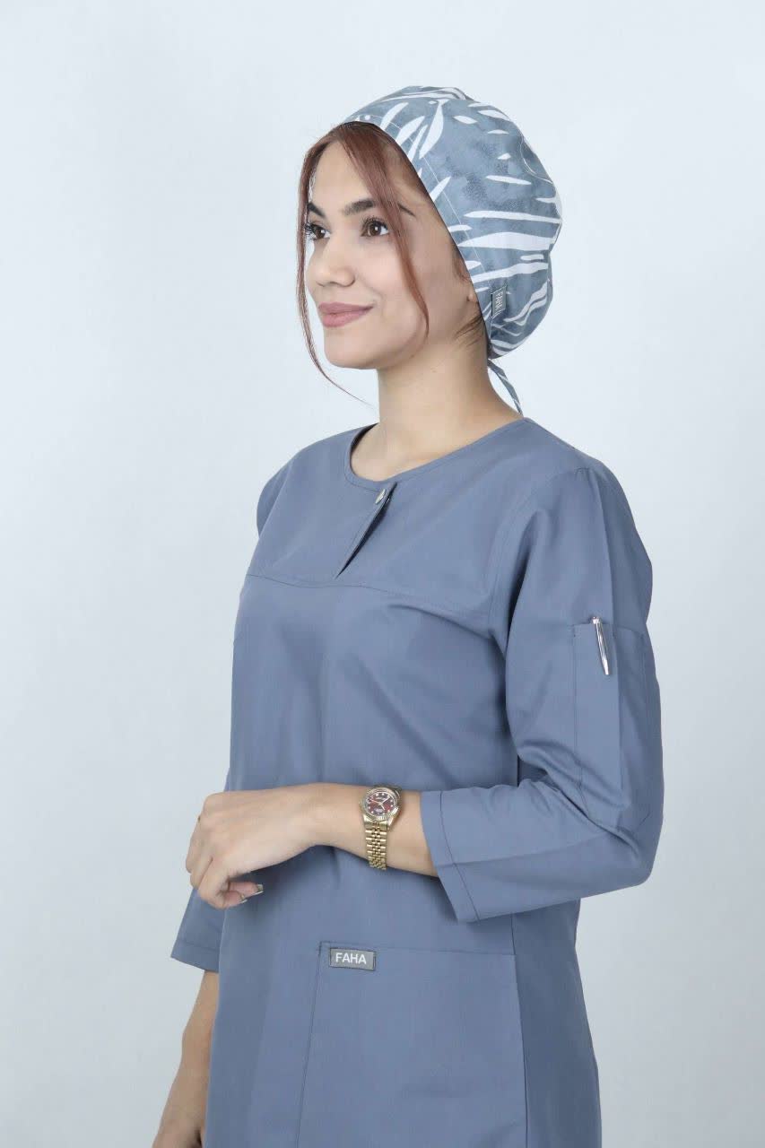 اسکراب الیت طوسی اسکراب پزشکی زنانه مدل الیت رنگ طوسی - نمای کامل