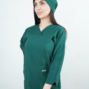 اسکراب پزشکی زنانه مدل لوتوس سبز با ۱۰ جیب کاربردی