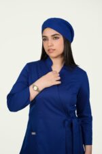 تن‌خور اسکراب پزشکی زنانه برند فاحا مدل لیا، رنگ آبی کاربنی شیک و ارگونومیک